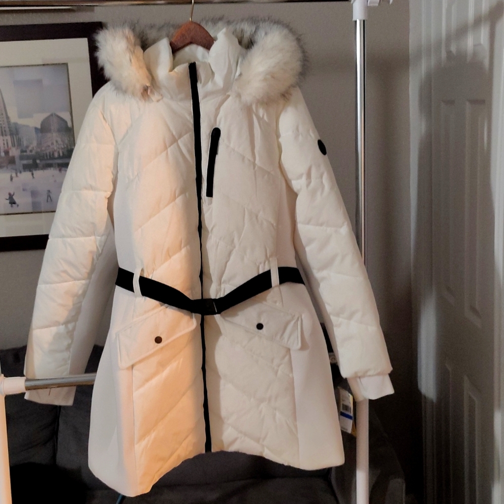 With tags Michael Kors puffy white and black mid length jacket...XL